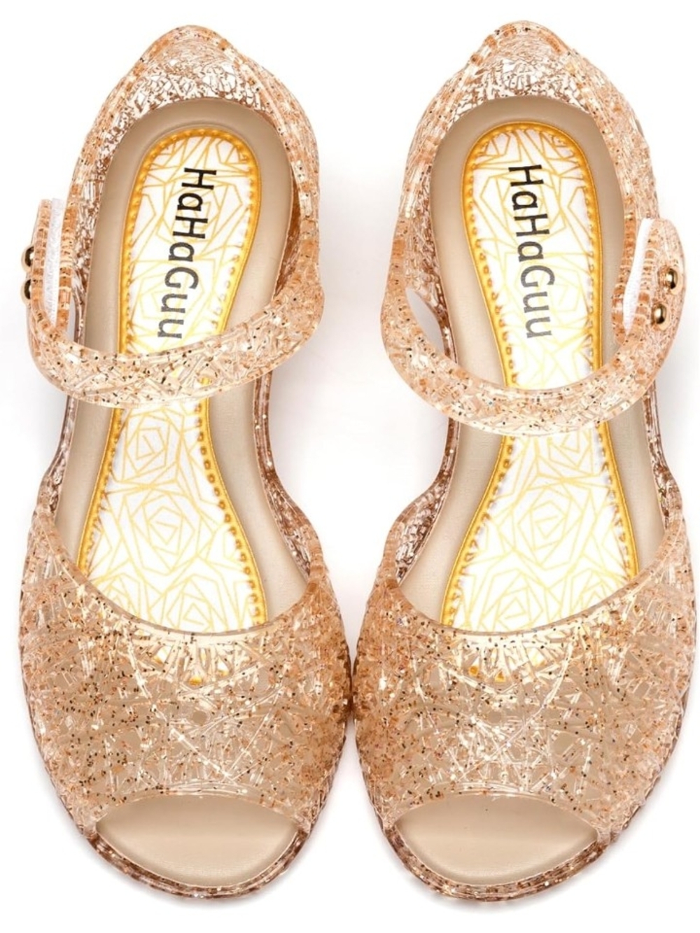 Girls Glitter Jelly Sandals Low Heel Princess Dress Up Party Shoes 6 7 8 9 11 12